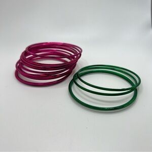 Pink and Green Bangles - Set of 16